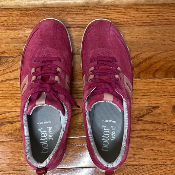 HÖTTER Women’s Pink Suede Low Top Sneakers US10 Made in England Preppy - Picture 4 of 10